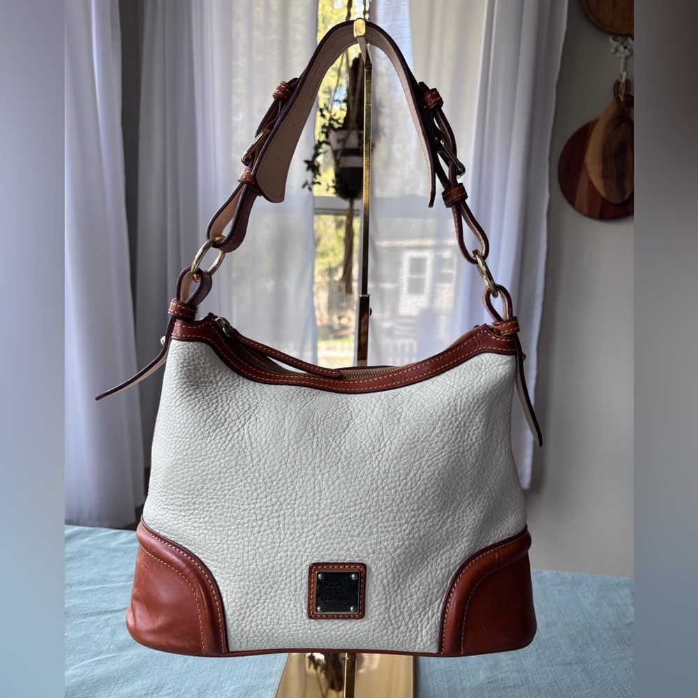 Dooney & Bourke Cream and Brown Leather Shoulder Bag
